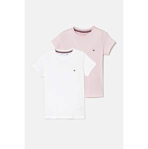 Dječja pamučna majica kratkih rukava Tommy Hilfiger 2-pack boja: ružičasta, bez uzorka