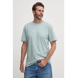 Pamučna majica Calvin Klein boja: tirkizna, s uzorkom, K10K111346