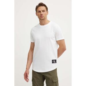 Pamučna majica Calvin Klein Jeans za muškarce, boja: smeđa, s aplikacijom, J30J323482