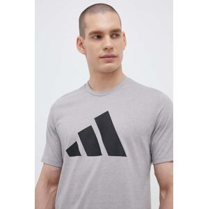 Majica kratkih rukava za trening adidas Performance Train Essentials Feelready Logo boja: siva, s tiskom