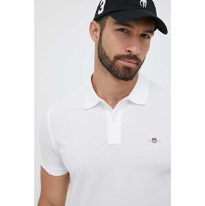Pamučna polo majica Gant boja: bijela, glatki model