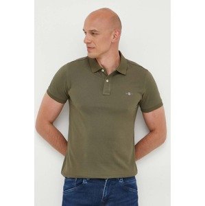 Pamučna polo majica Gant boja: zelena, glatki model