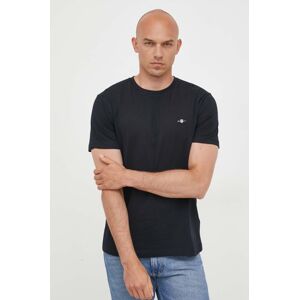 Pamučna majica Gant boja: crna, glatki model