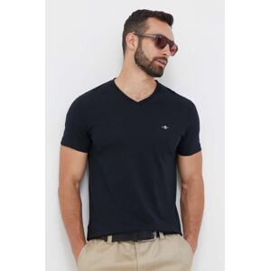 Pamučna majica Gant boja: crna, glatki model