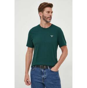 Pamučna majica Barbour boja: zelena, bez uzorka, MTS0331