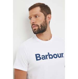 Pamučna majica Barbour boja: bijela, s tiskom, MTS0531