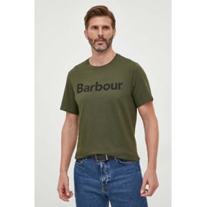 Pamučna majica Barbour boja: zelena, s tiskom, MTS0531