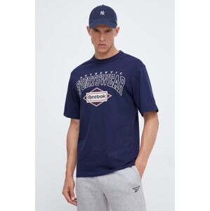 Pamučna majica Reebok Classic boja: tamno plava, s tiskom