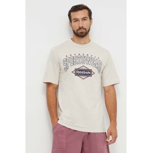 Pamučna majica Reebok Classic boja: bež, s tiskom