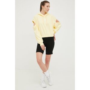 Dukserica adidas za žene, boja: žuta, s kapuljačom, glatka