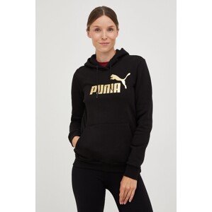 Dukserica Puma za žene, boja: crna, s kapuljačom, s tiskom
