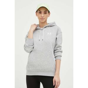 Dukserica Under Armour za žene, boja: siva, s kapuljačom, glatka, 1373033-690