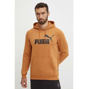 Dukserica Puma za muškarce, boja: smeđa, s kapuljačom, s tiskom