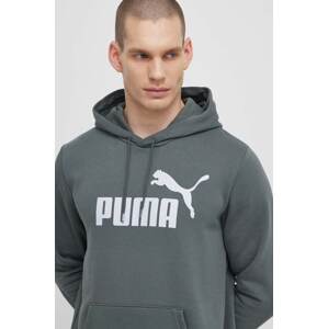 Dukserica Puma za muškarce, boja: siva, s kapuljačom, tiskom, 586687
