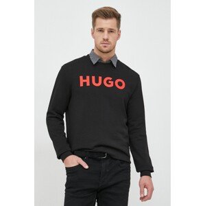 Pamučna dukserica HUGO za muškarce, boja: crna, s tiskom, 50477328