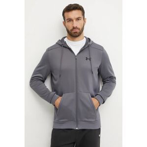 Dukserica Under Armour boja: siva, s kapuljačom, bez uzorka
