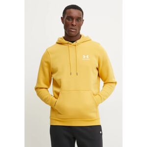 Dukserica Under Armour Essential Fleece za muškarce, boja: smeđa, s kapuljačom, s tiskom, 1373880