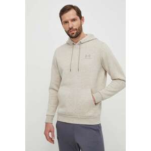 Dukserica Under Armour za muškarce, boja: bež, s kapuljačom, tiskom, 1373880