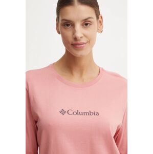 Pamučna majica dugih rukava Columbia boja: ružičasta