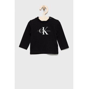 Dječja majica dugih rukava Calvin Klein Jeans boja: crna, s tiskom