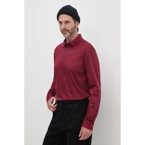Pamučna majica dugih rukava BOSS boja: bordo, bez uzorka, 50468392