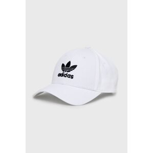 Pamučna kapa sa šiltom adidas Originals boja: bijela, s aplikacijom, FJ2545-WHT/BLK