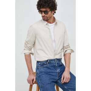 Košulja Calvin Klein za muškarce, boja: bež, slim, s klasičnim ovratnikom, K10K110856