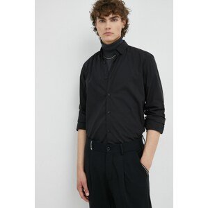 Košulja Bruuns Bazaar za muškarce, boja: crna, regular, o button-down ovratnikom