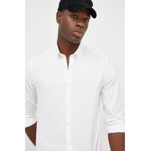 Košulja Lindbergh za muškarce, boja: bijela, slim, o button-down ovratnikom