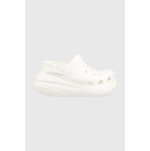 Natikače Crocs Classic Crush Clog za žene, boja: bijela, s platformom, 207521.100.D-WHITE