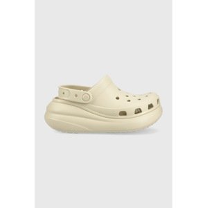 Natikače Crocs Classic Crush Clog za žene, boja: bež, s platformom, 207521.2Y2.D-BONE
