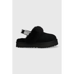 Kožne kućne papuče UGG Funkette boja: crna
