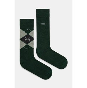 Čarape BOSS 2-pack za muškarce, boja: zelena