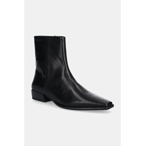 Kožne gležnjače Vagabond Shoemakers Nella za žene, boja: crna, ravna potpetica