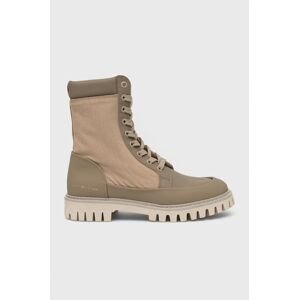 Gležnjače Tommy Hilfiger Th Casual Lace Up Boot za žene, boja: bež, ravna potpetica