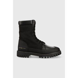 Čizme Tommy Hilfiger Th Casual Lace Up Boot za žene, boja: crna, ravna potpetica
