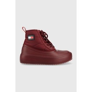 Gležnjače Tommy Jeans Tommy Jeans Fashion Boot, za žene, boja: bordo, s platformom, s polutoplom podstavom