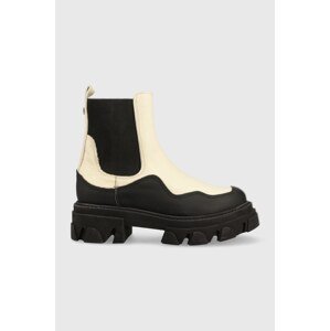 Kožne gležnjače Steve Madden Merilyn za žene, boja: bež, s platformom