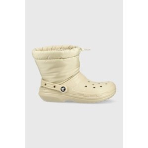 Čizme za snijeg Crocs Classic Lined Neo Puff Boot boja: bež