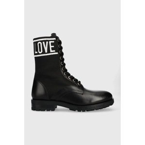 Čizme Love Moschino za žene, boja: crna, ravna potpetica