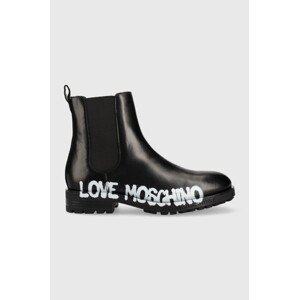 Kožne gležnjače Love Moschino za žene, boja: crna, ravna potpetica
