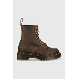 Kožne čizme Dr. Martens 1460 Bex za žene, boja: smeđa, ravna potpetica