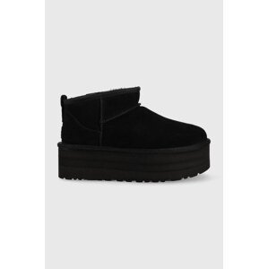 Cipele za snijeg od brušene kože UGG W Classic Ultra Mini Platform boja: crna, 1135092.BLK
