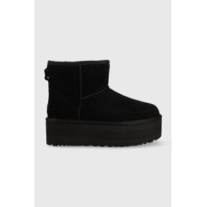 Kožne cipele za snijeg UGG Classic Mini Platform boja: crna, 1134991.BLK
