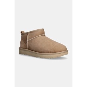 Cipele za snijeg od brušene kože UGG Classic Ultra Mini W W Classic Ultra Mini, boja: smeđa, 1116109.SAN