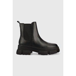Kožne gležnjače Steve Madden Tunnel za žene, boja: crna, s platformom