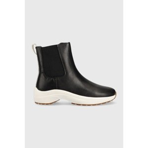 Kožne gležnjače Lauren Ralph Lauren Wp Burnished za žene, boja: crna, s platformom