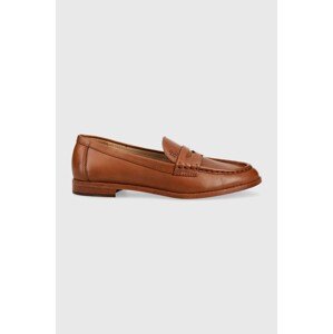 Kožne mokasinke Lauren Ralph Wynnie Burnished Calf za žene, boja: smeđa, ravna potpetica