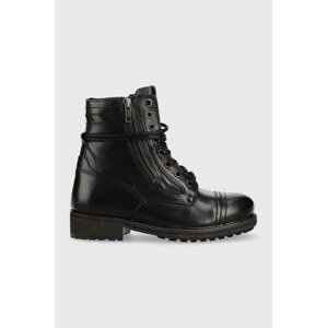 Kožne gležnjače Pepe Jeans Melting Combat Warm W, za žene, boja: crna, ravna potpetica