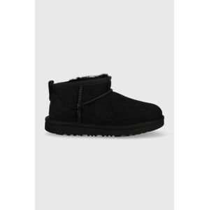 Dječje cipele za snijeg od brušene kože UGG Classic Ultra Mini boja: crna